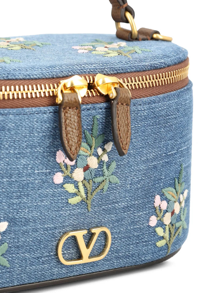 VALENTINO - Vanity floral-embroidered denim tote bag