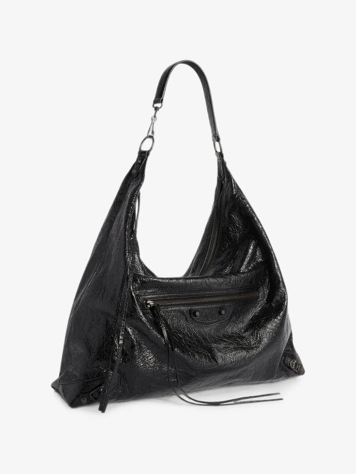 Balenciaga - Large Le City crinkled-leather shoulder bag