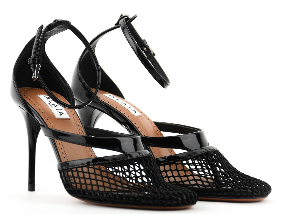 ALAIA - ALAIA FISHNET THONG SANDAL NOIR 90
