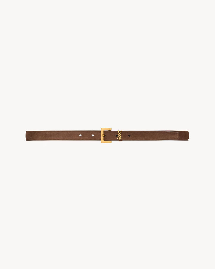 SAINT LAURENT - CASSANDRE fine ceinture en suède