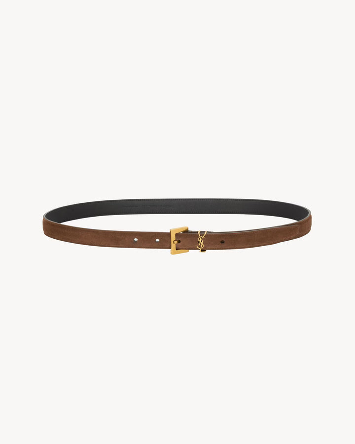 SAINT LAURENT - CASSANDRE fine ceinture en suède