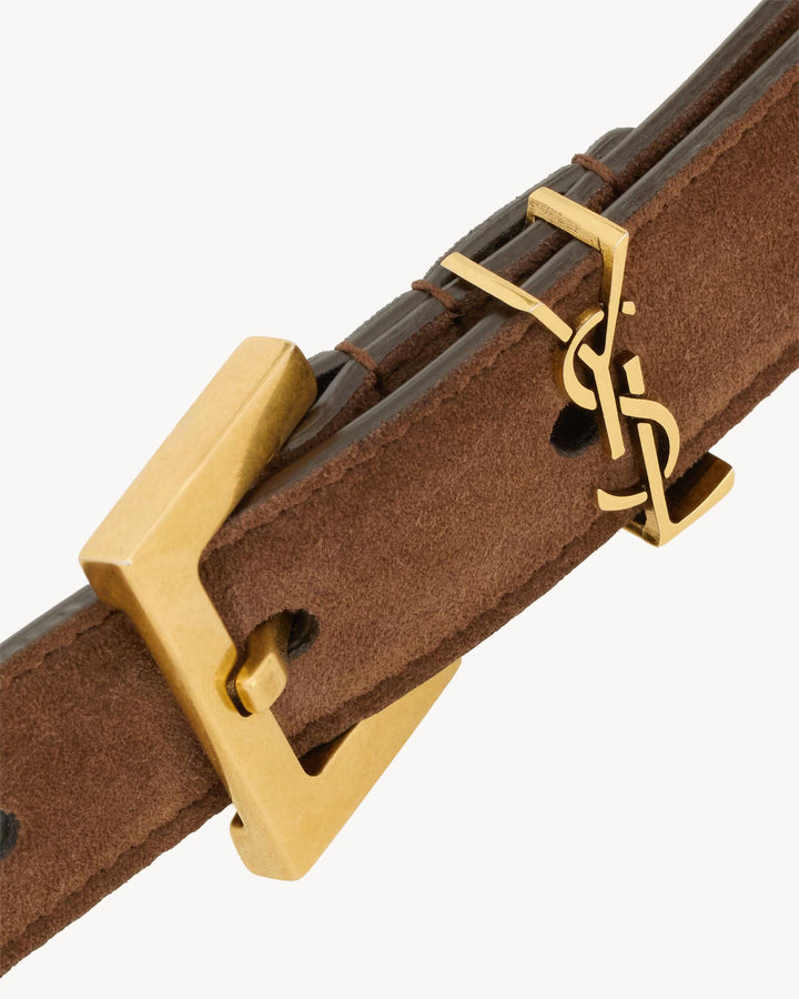 SAINT LAURENT - CASSANDRE fine ceinture en suède