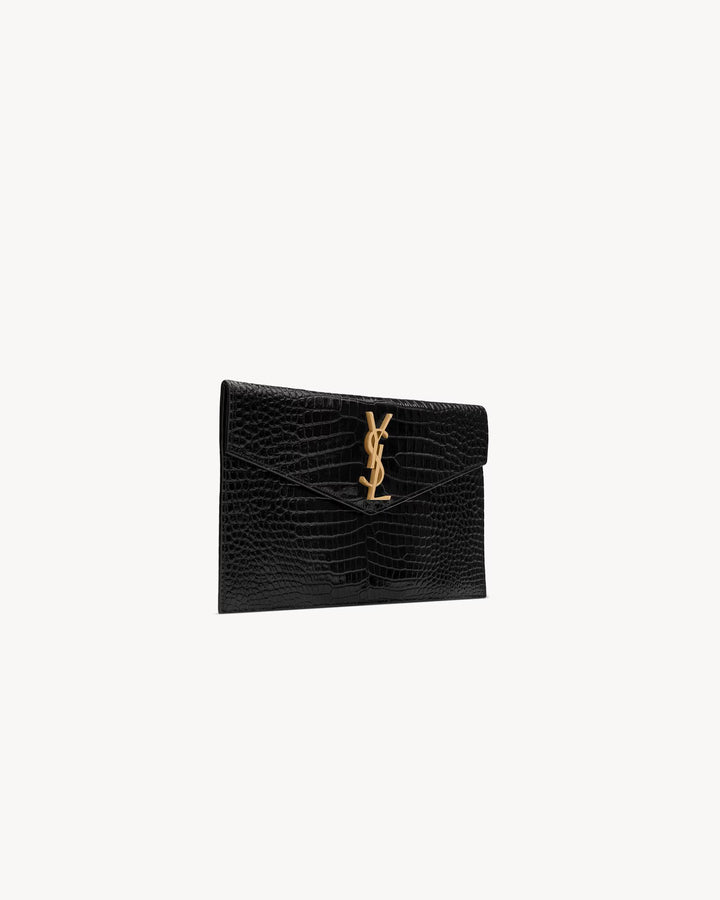 SAINT LAURENT - UPTOWN POCHETTE EN CUIR EMBOSSé CROCODILE