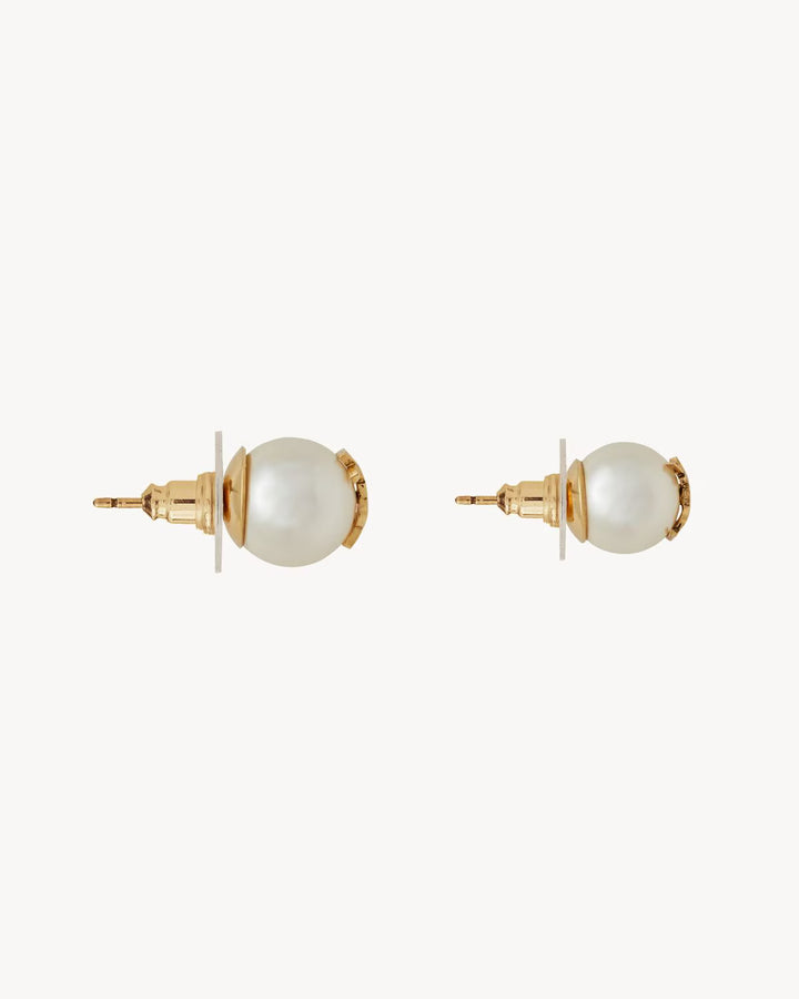 SAINT LAURENT BOUCLES D'OREILLES PERLES CASSANDRE EN METAL