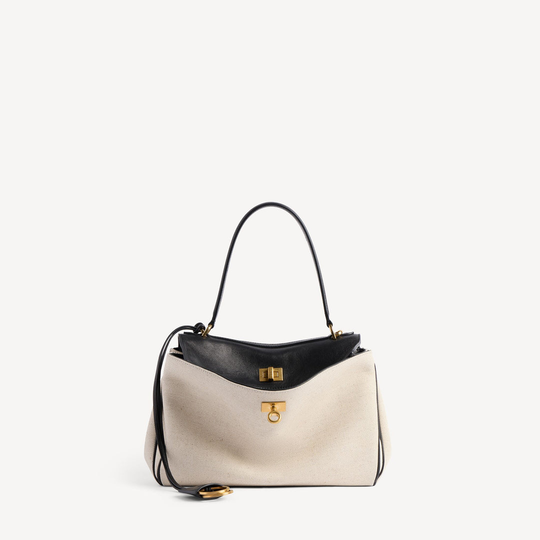 BALENCIAGA - Women's Rodeo Handbag Small in Beige/black