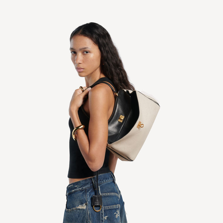 BALENCIAGA - Women's Rodeo Handbag Small in Beige/black