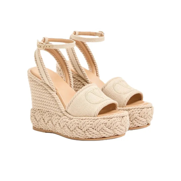 VALENTINO-Espadrilles à talon compensé