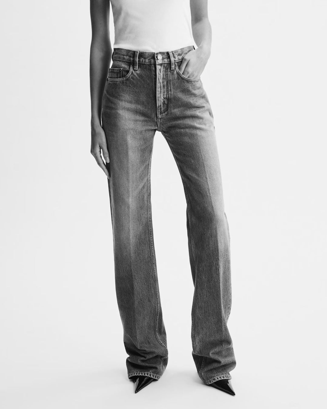 SAINT LAURENT - YVES jean évasé en denim midi blue