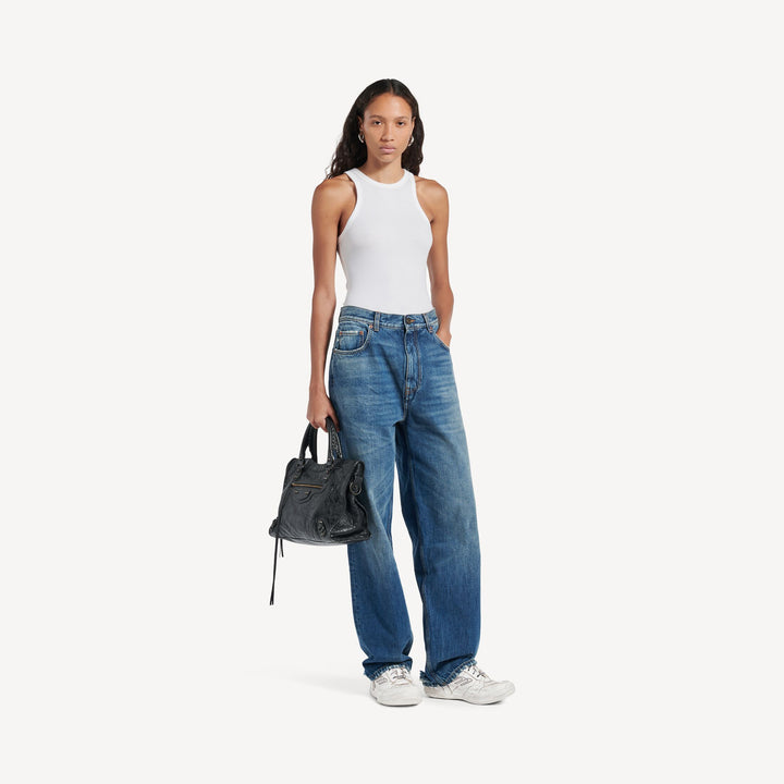 BALENCIAGA - Sneaker Hamptons Worn-out Moyen pour Femme en Blanc