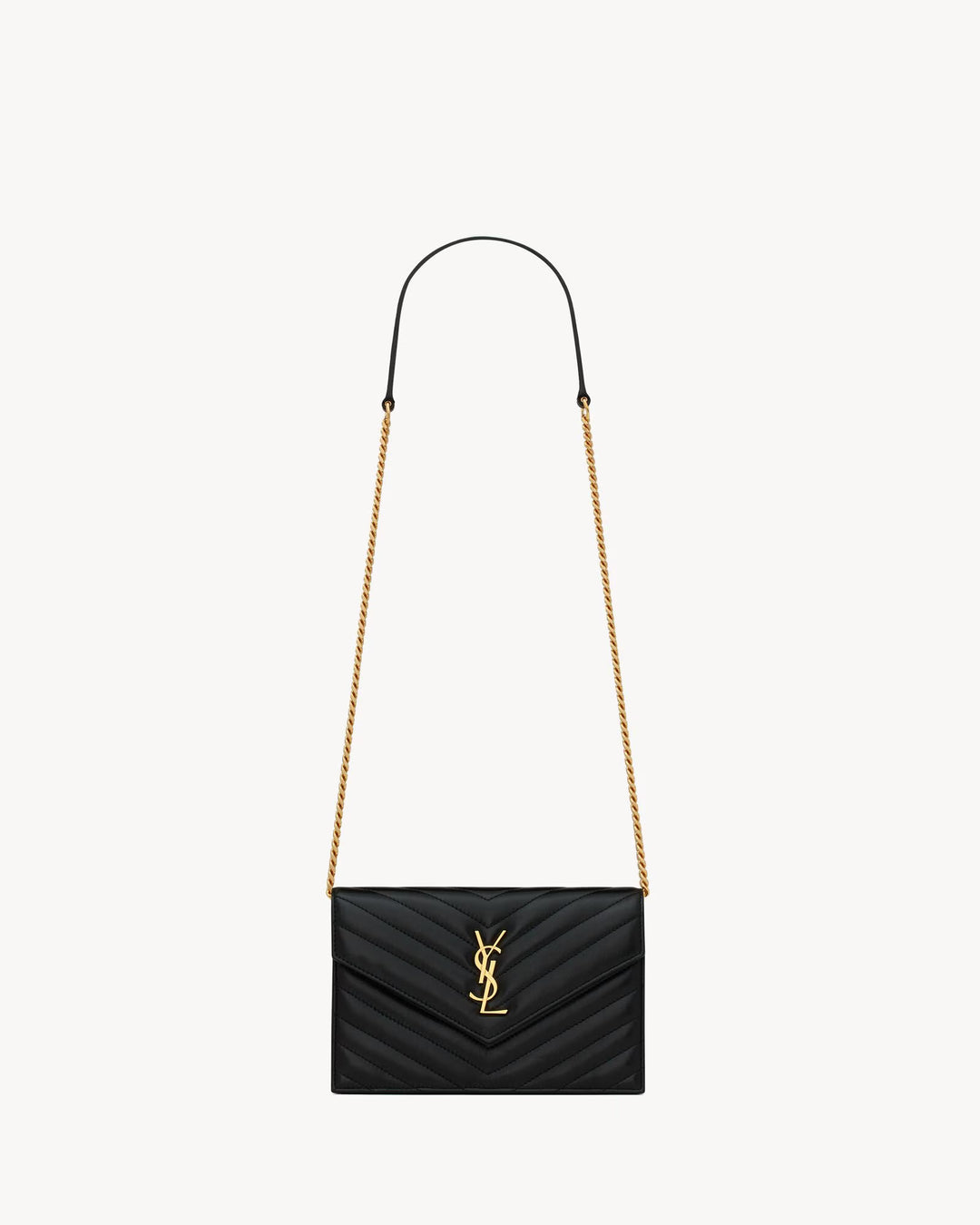 SAINT LAURENT-CASSANDRE ENVELOPE CHAIN WALLET EN CUIR D'AGNEAU