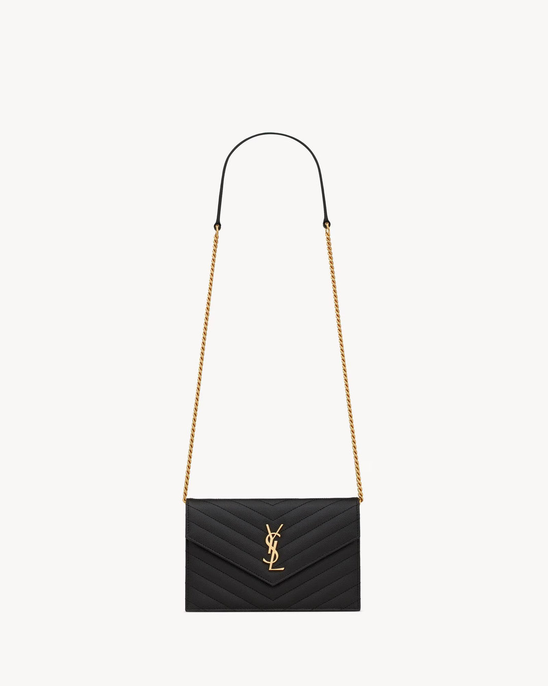 SAINT LAURENT - CASSANDRE ENVELOPE CHAIN WALLET EN CUIR GRAIN DE POUDRE
