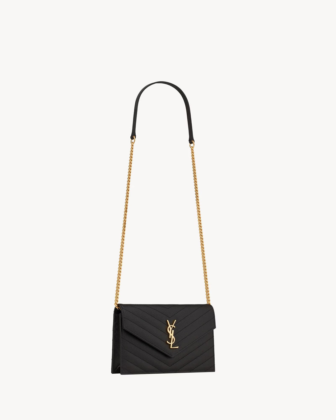 SAINT LAURENT - CASSANDRE ENVELOPE CHAIN WALLET EN CUIR GRAIN DE POUDRE