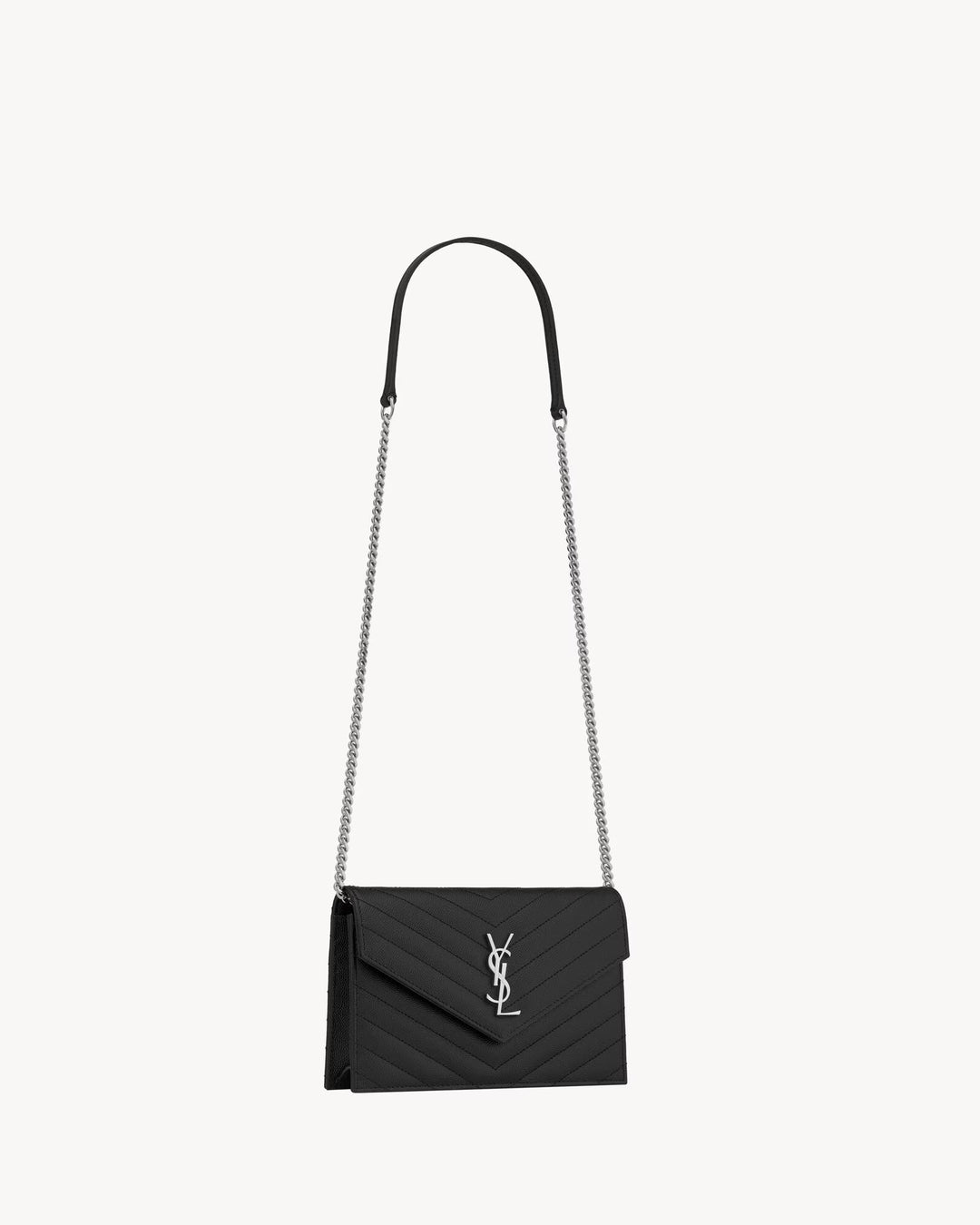 SAINT LAURENT - CASSANDRE ENVELOPE CHAIN WALLET EN CUIR GRAIN DE POUDRE