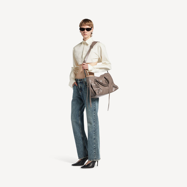 BALENCIAGA-Sac Le City Moyen pour Femme en Noix Foncé