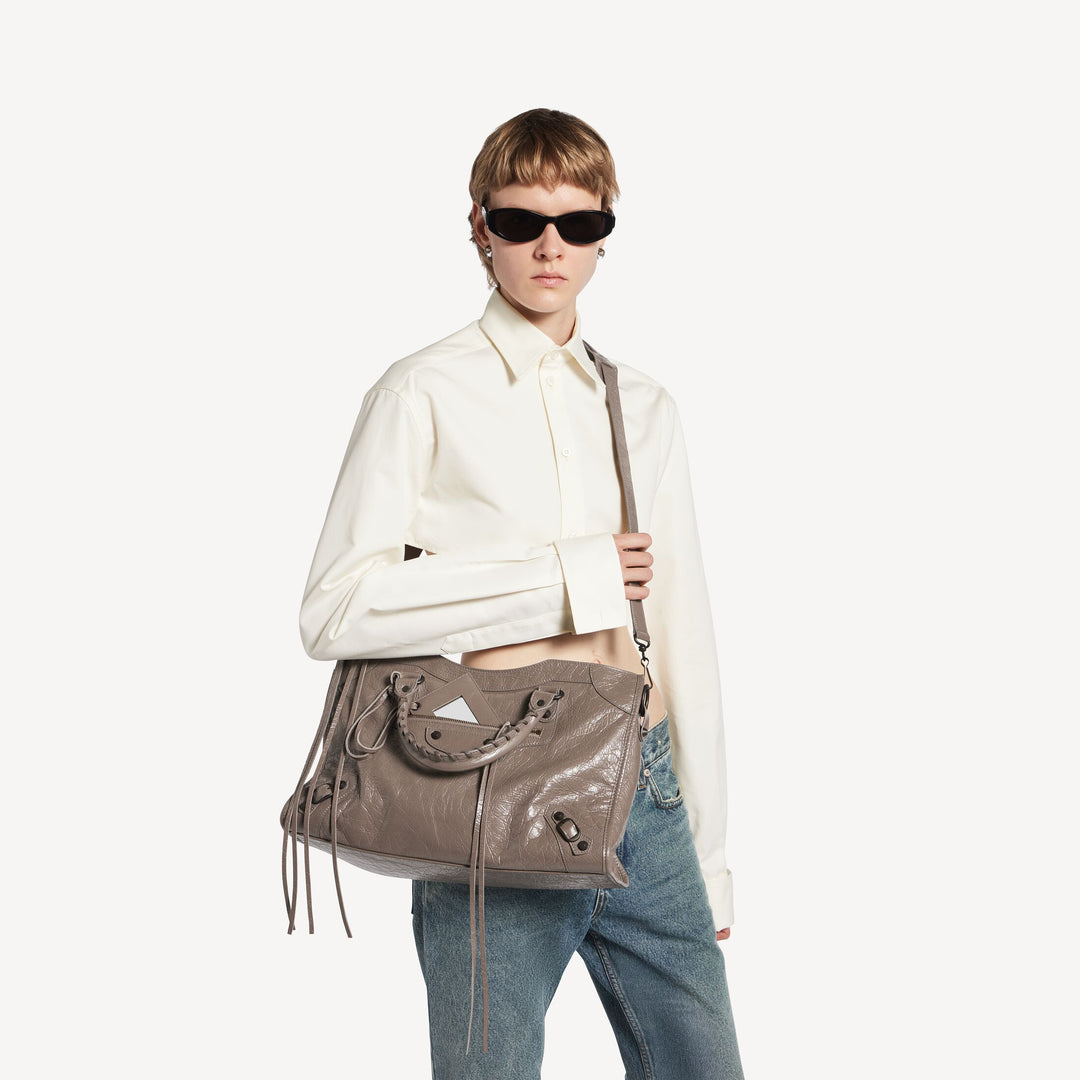 BALENCIAGA-Sac Le City Moyen pour Femme en Noix Foncé