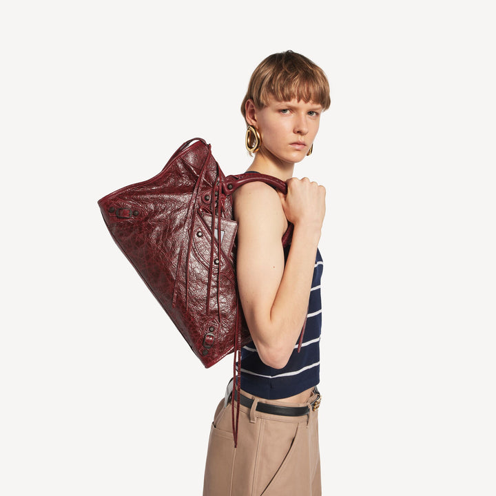 BALENCIAGA - Sac Le City Moyen pour Femme en Rouge Cerise