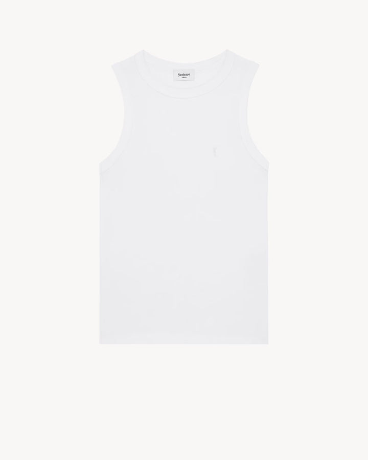 SAINT LAURENT - Tank top cassandre en jersey de coton côtelé