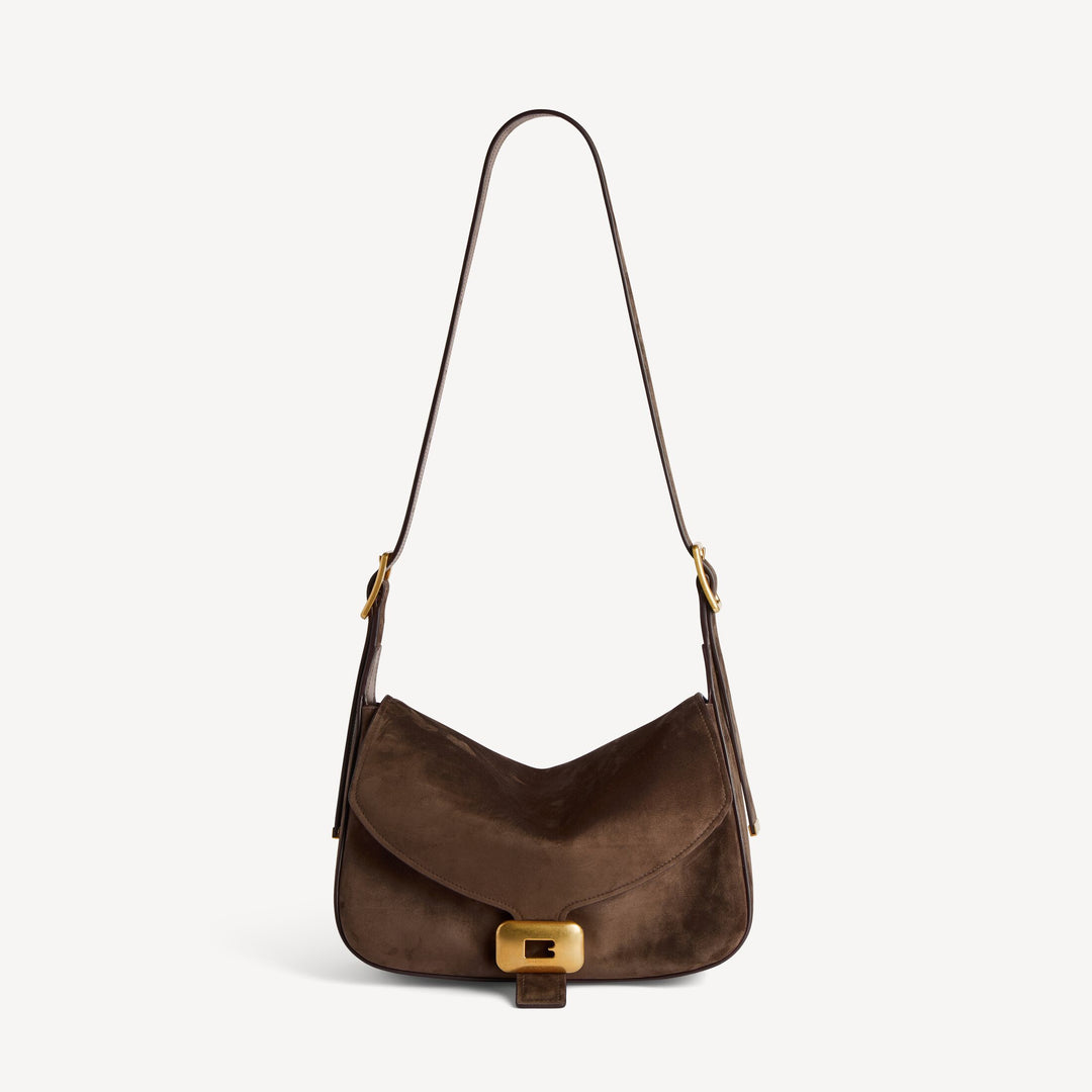 BALENCIAGA-Sac Porté Épaule Clicca Moyen pour Femme en Muscade