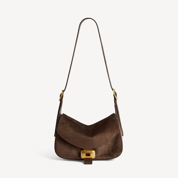 BALENCIAGA-Sac Porté Épaule Clicca Moyen pour Femme en Muscade