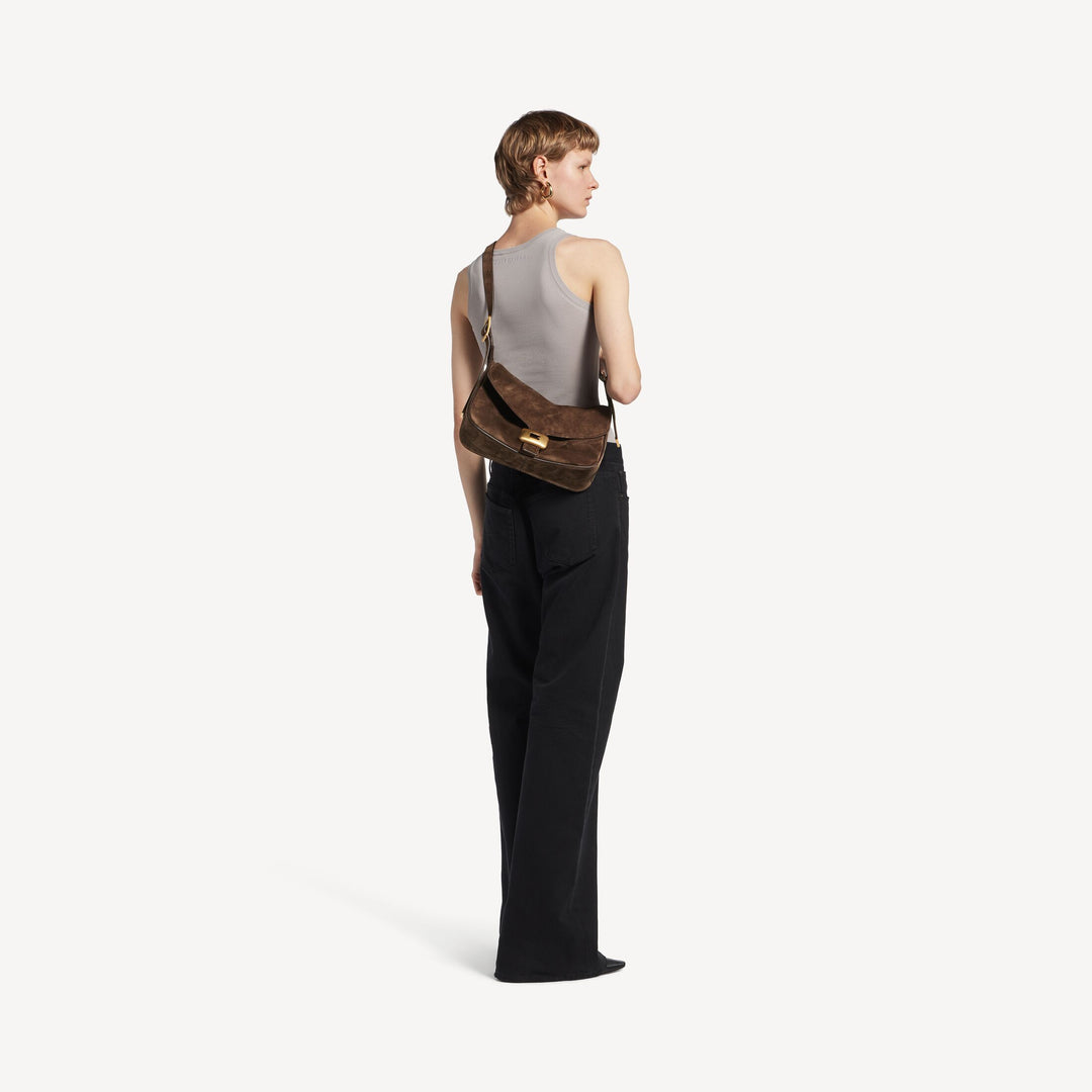 BALENCIAGA-Sac Porté Épaule Clicca Moyen pour Femme en Muscade