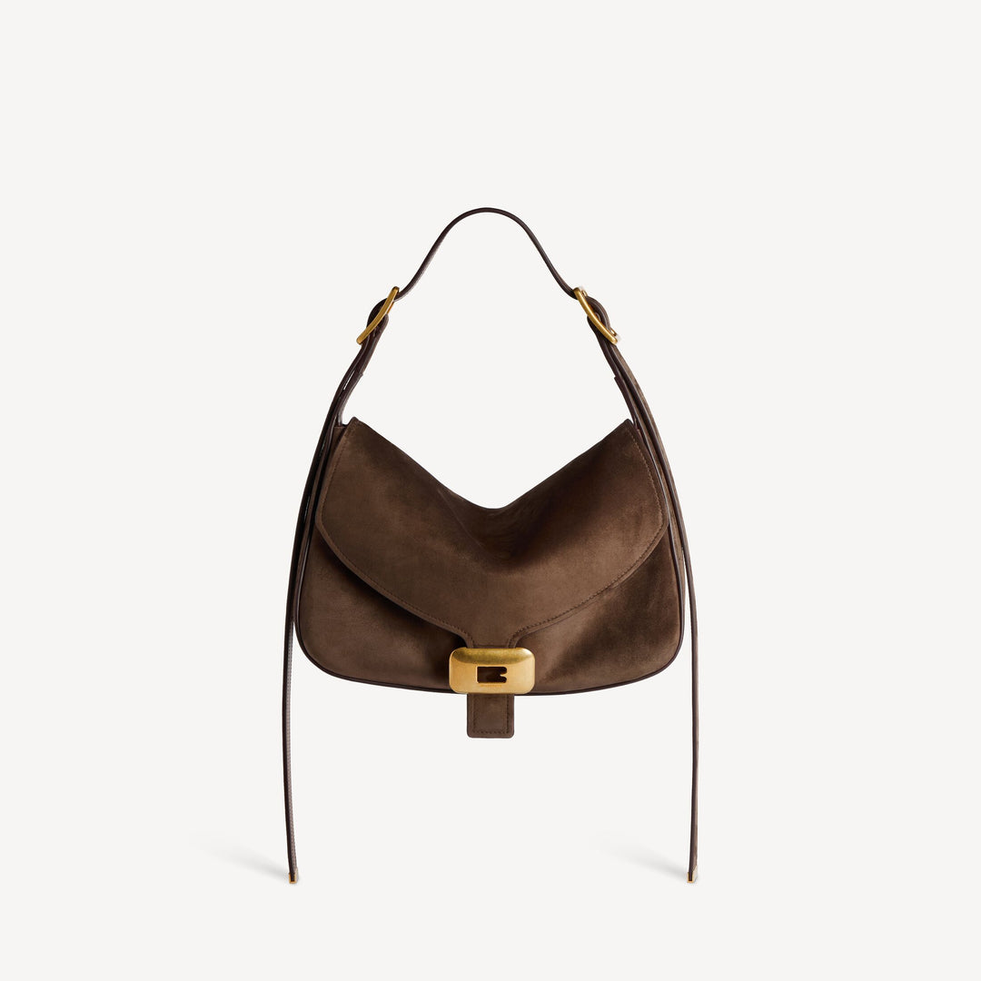 BALENCIAGA-Sac Porté Épaule Clicca Moyen pour Femme en Muscade