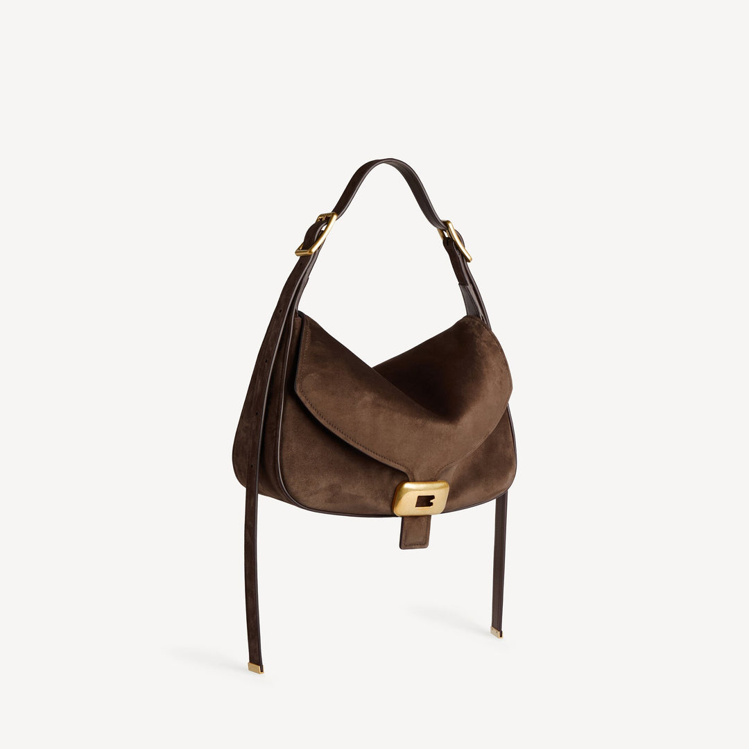 BALENCIAGA-Sac Porté Épaule Clicca Moyen pour Femme en Muscade