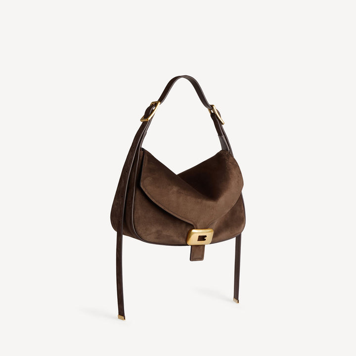 BALENCIAGA-Sac Porté Épaule Clicca Moyen pour Femme en Muscade