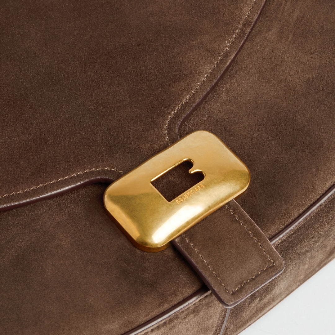BALENCIAGA-Sac Porté Épaule Clicca Moyen pour Femme en Muscade