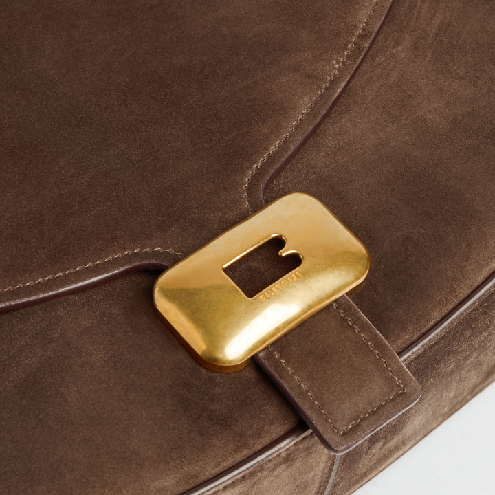 BALENCIAGA-Sac Porté Épaule Clicca Moyen pour Femme en Muscade