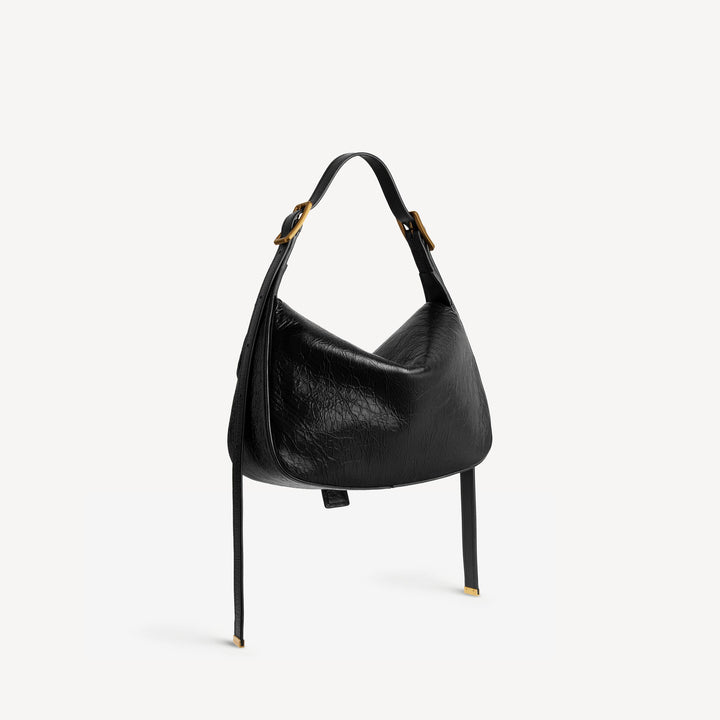 BALENCIAGA-Sac Porté Épaule Clicca Moyen pour Femme en Noir