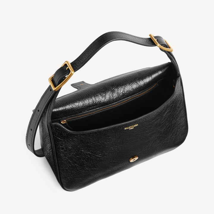 BALENCIAGA-Sac Porté Épaule Clicca Moyen pour Femme en Noir
