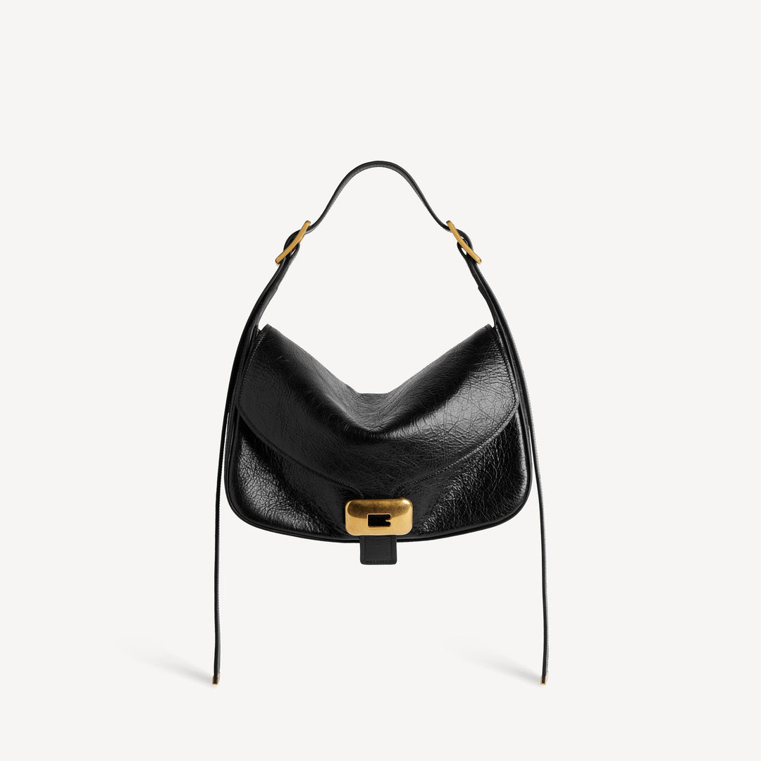 BALENCIAGA-Sac Porté Épaule Clicca Moyen pour Femme en Noir