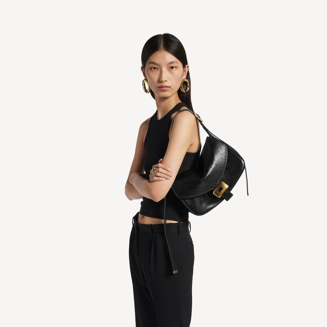 BALENCIAGA-Sac Porté Épaule Clicca Moyen pour Femme en Noir