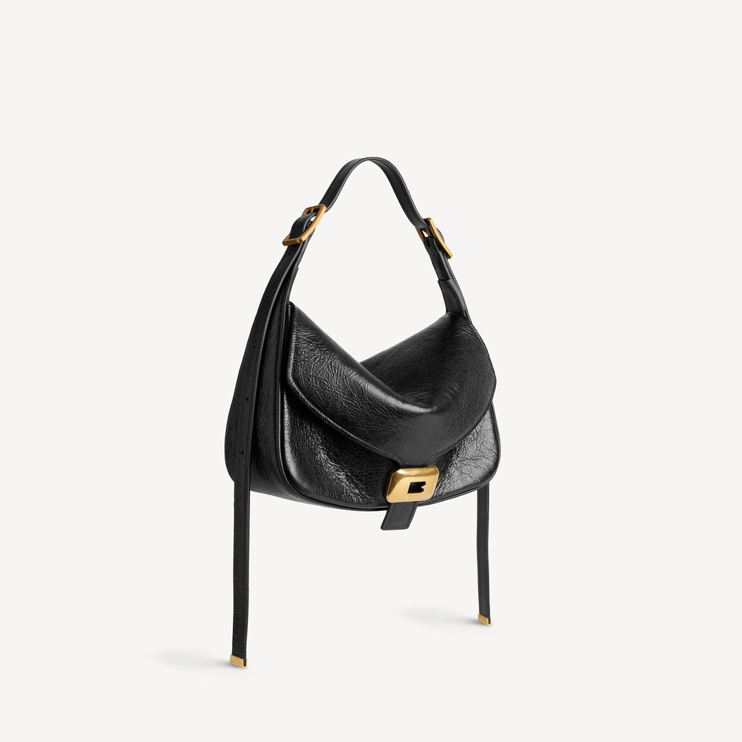 BALENCIAGA-Sac Porté Épaule Clicca Moyen pour Femme en Noir