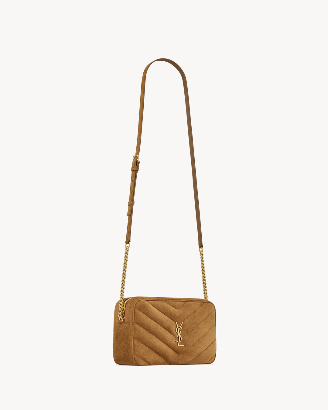 SAINT LAURENT - LOULOU camera bag en suède MATELASSÉ
