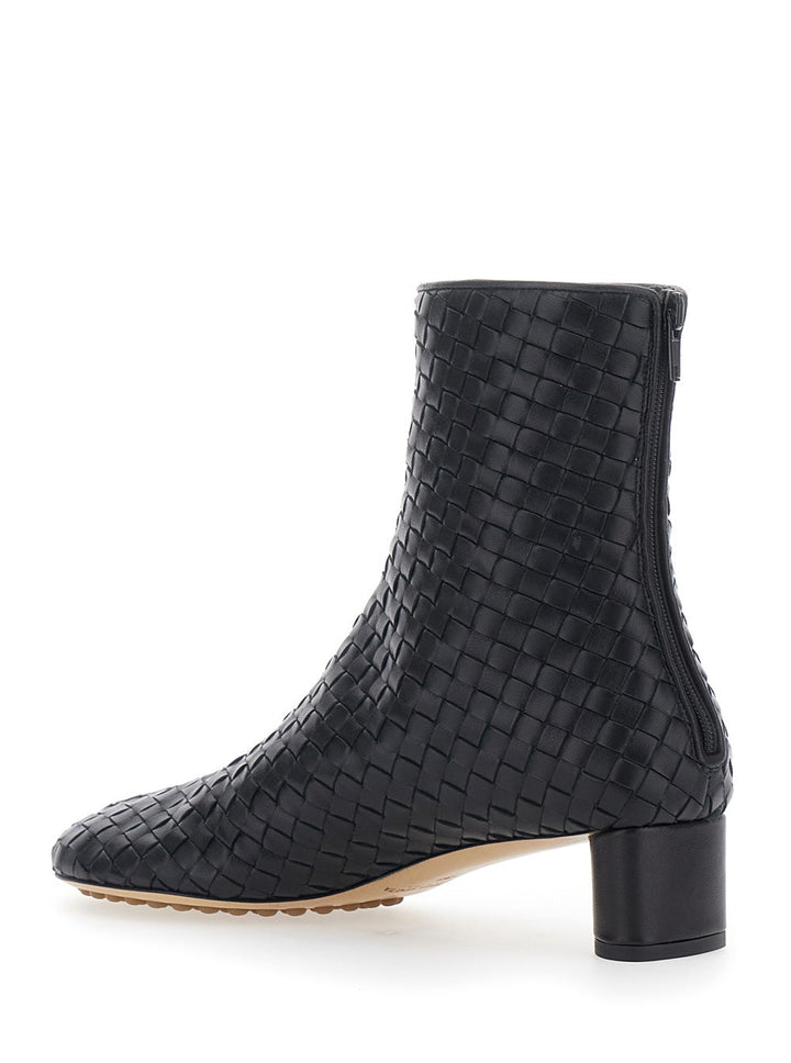 BOTTEGA VENETA - Bottes noires  avec motif Intreccio