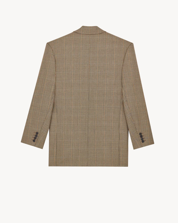 SAINT LAURENT - Veste en laine Prince de Galles à double boutonnage