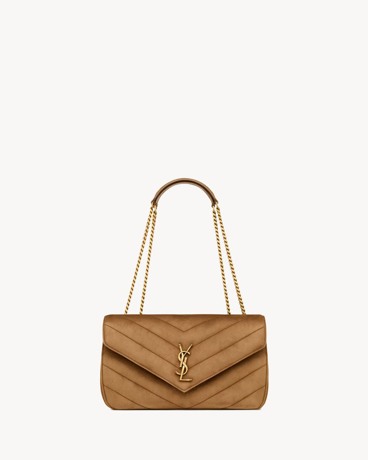 SAINT LAURENT - LOULOU medium en suède MATELASSÉ