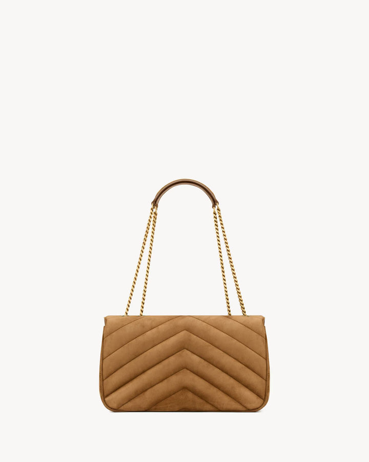 SAINT LAURENT - LOULOU medium en suède MATELASSÉ