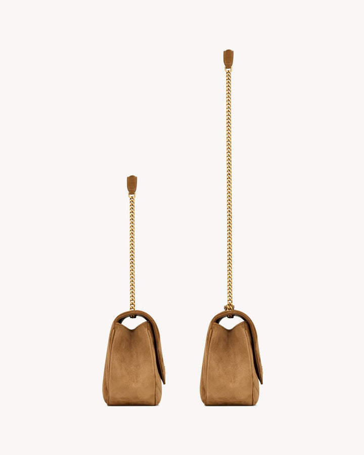 SAINT LAURENT - LOULOU medium en suède MATELASSÉ