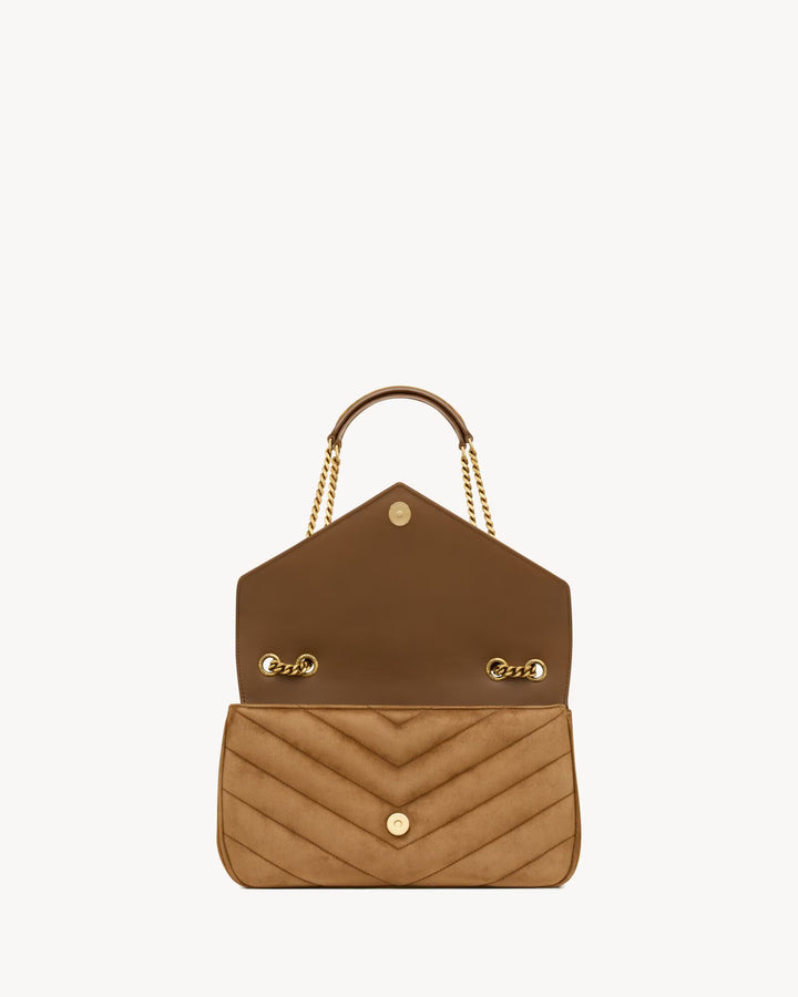 SAINT LAURENT - LOULOU medium en suède MATELASSÉ