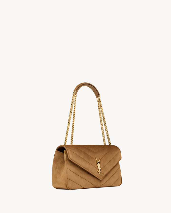 SAINT LAURENT - LOULOU medium en suède MATELASSÉ