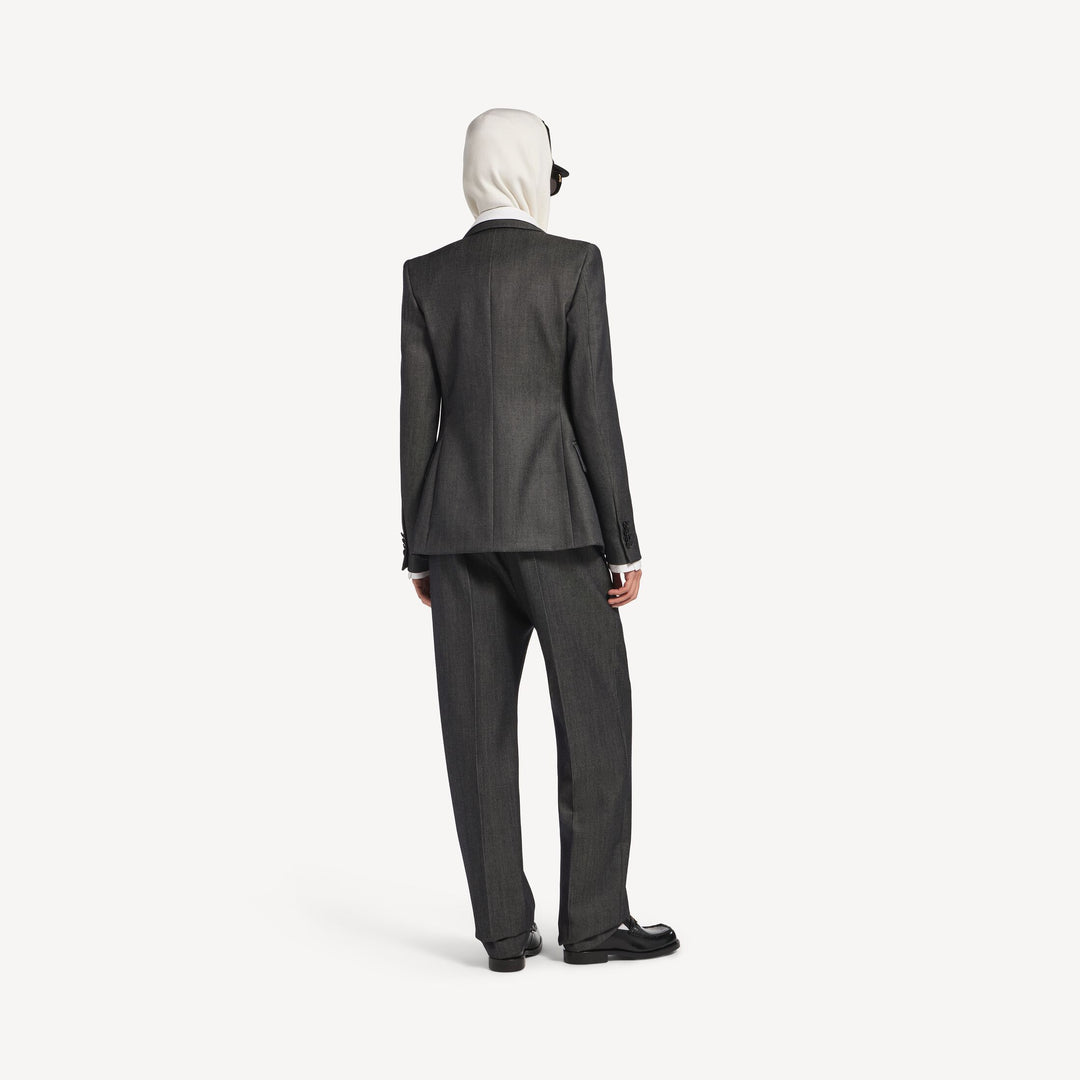 BALENCIAGA - Veste Tailleur À Double Boutonnage pour Femme en Bleu Marine Foncé