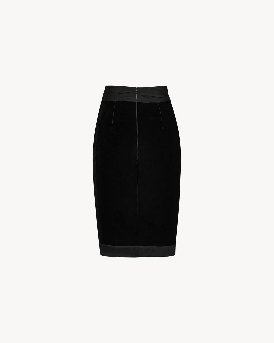 SAINT LAURENT - Jupe portefeuille en velours et satin
