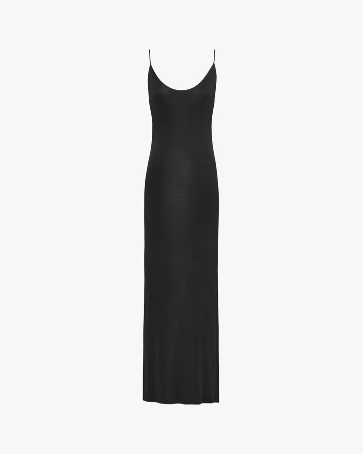 SAINT LAURENT Robe dos nu en maille avec chaîne CASSANDRE