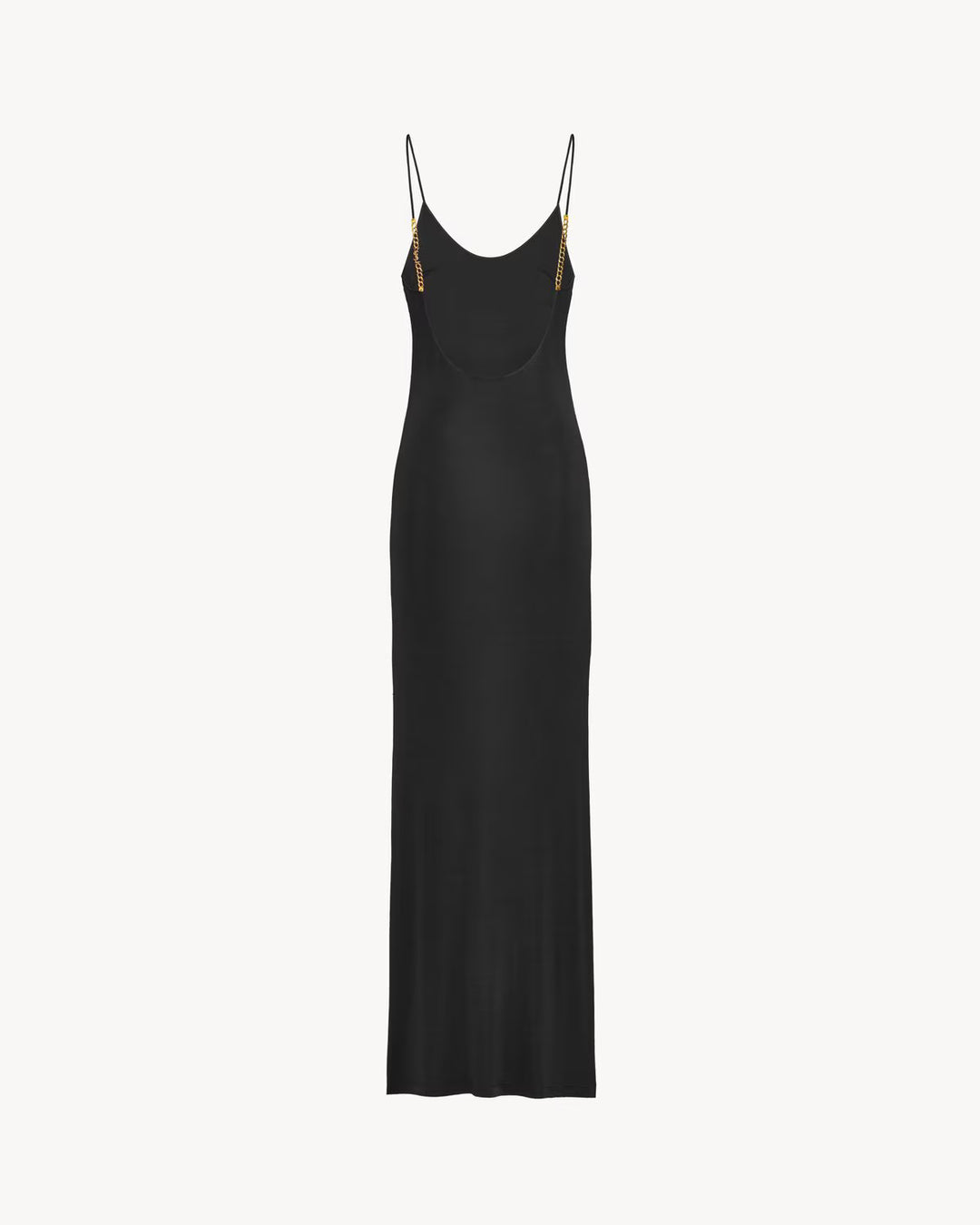 SAINT LAURENT Robe dos nu en maille avec chaîne CASSANDRE