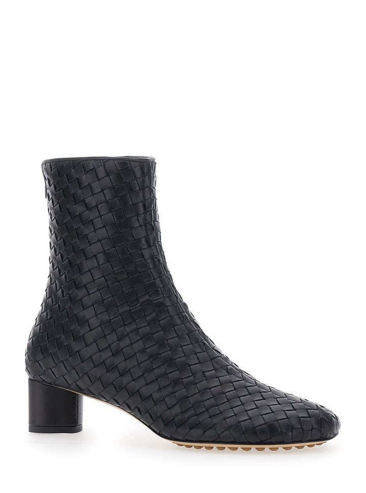 BOTTEGA VENETA - Bottes noires  avec motif Intreccio