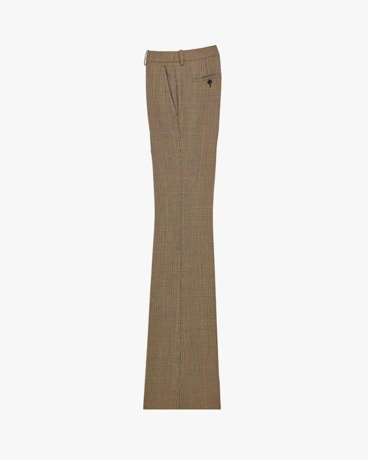 SAINT LAURENT - Pantalon évasé en laine Prince de Galles