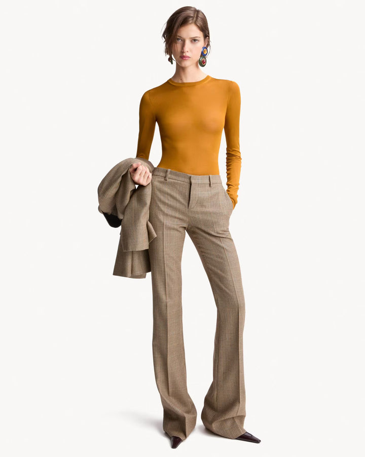 SAINT LAURENT - Pantalon évasé en laine Prince de Galles
