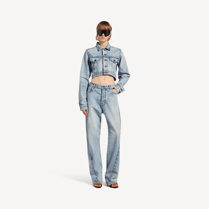 BALENCIAGA - Women's Twisted Seam Jeans in Bleach Light Bleu